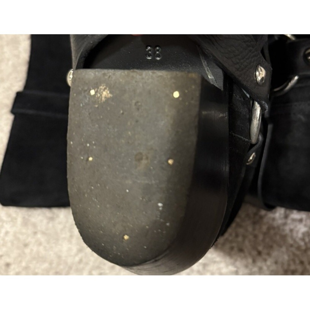 Barbara Bui Biker Moto Suede Ankle Boots Size 8 EU38 Pull On Straps And‎ Ring - Picture 11 of 11